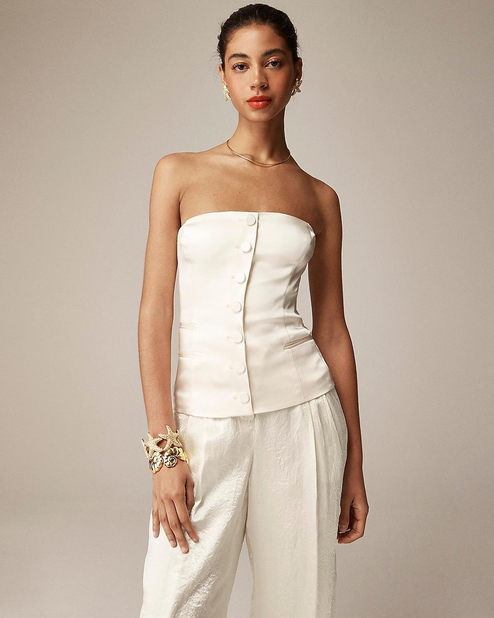 Anna October© X J.Crew corset top in stretch satin by J.CREW