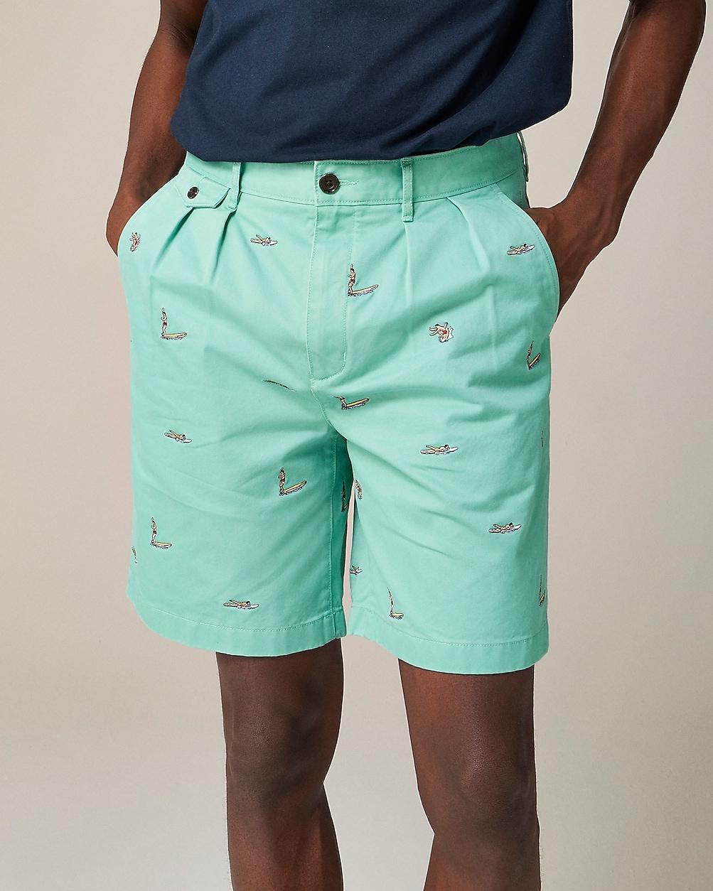 BEAMS PLUS X J.Crew 8.5'' pleated chino short with surfer embroidery by J.CREW