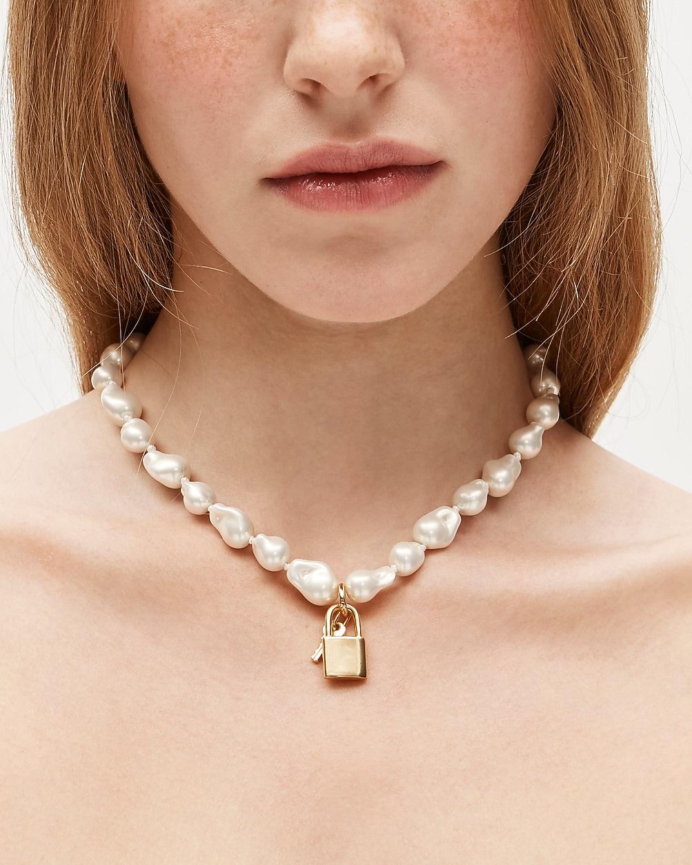 Baroque pearl necklace with key pendant by J.CREW