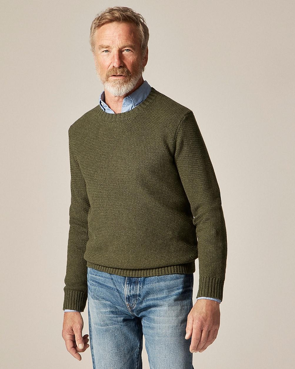 Basket-stitch cotton crewneck sweater by J.CREW
