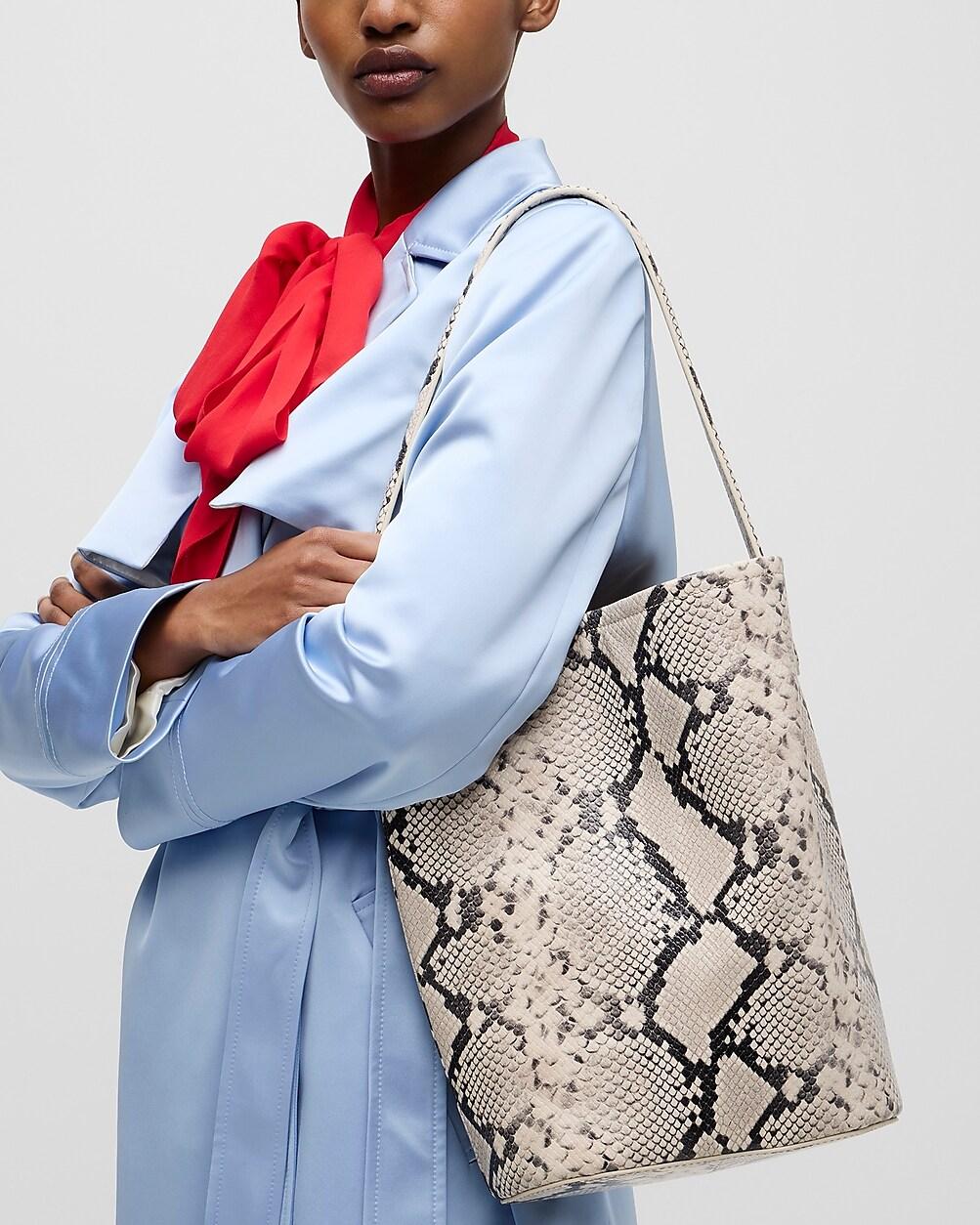 Berkeley bucket bag in Italian snake-embossed leather by J.CREW