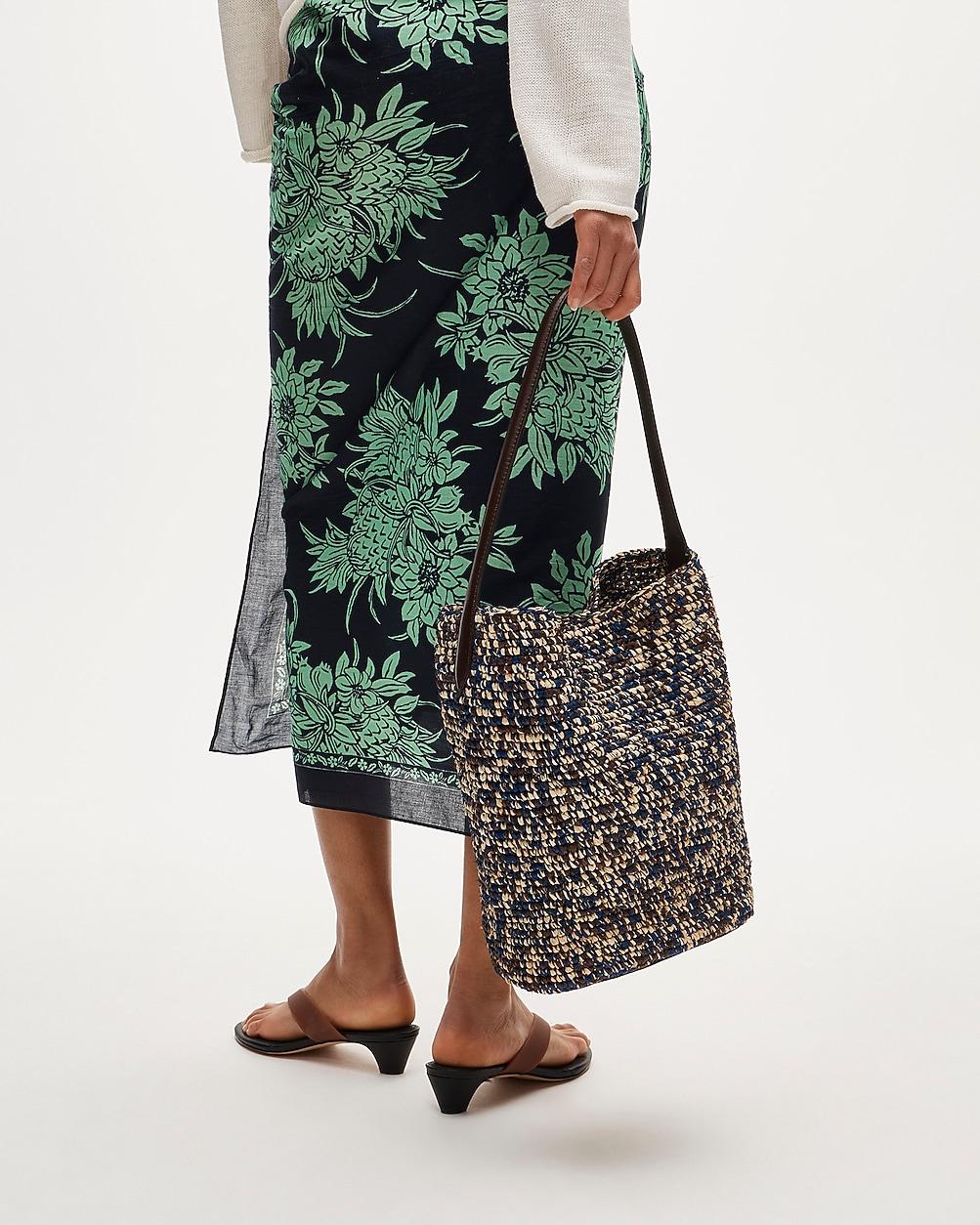 Berkeley handwoven bucket bag in marled straw by J.CREW