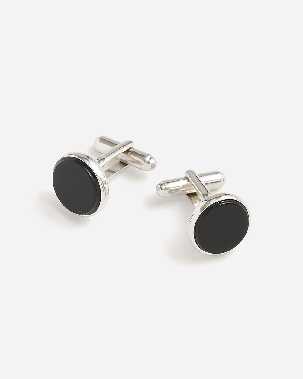 Black onyx sterling silver rounded cuff links by J.CREW