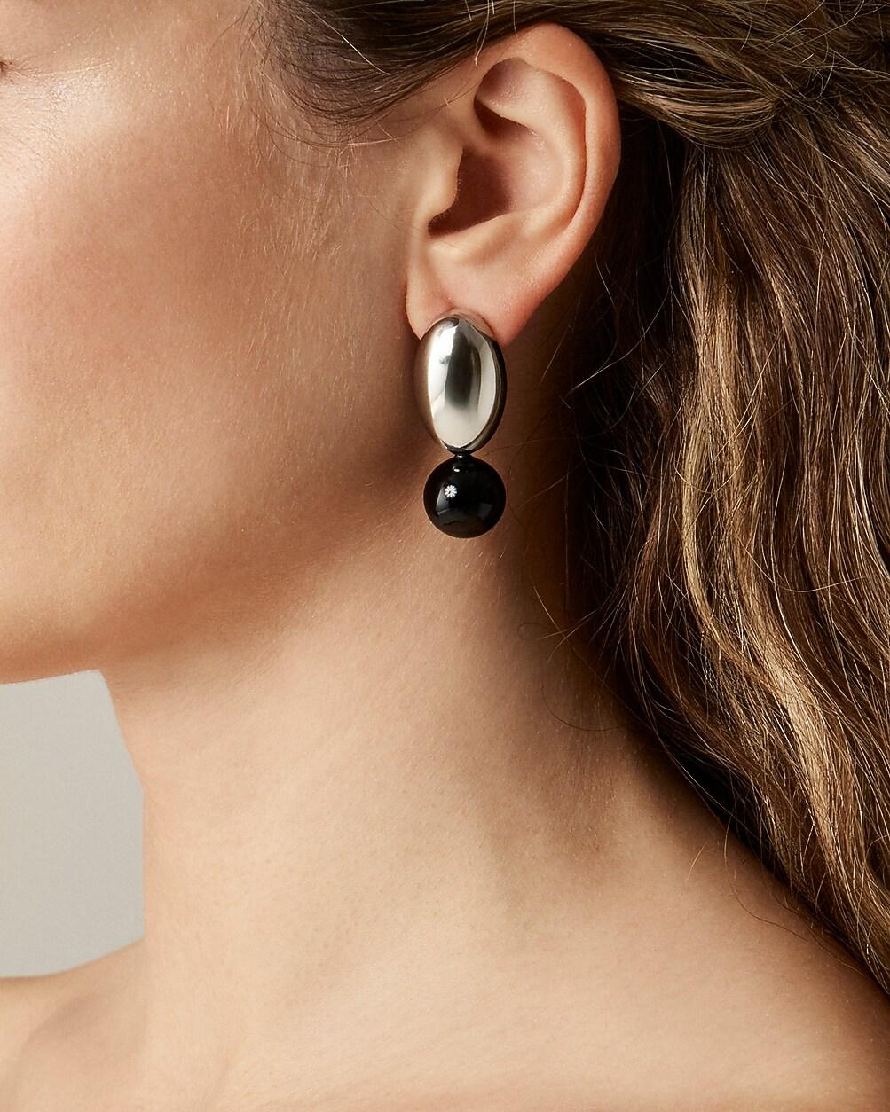 Black pearl and metallic disc earrings by J.CREW