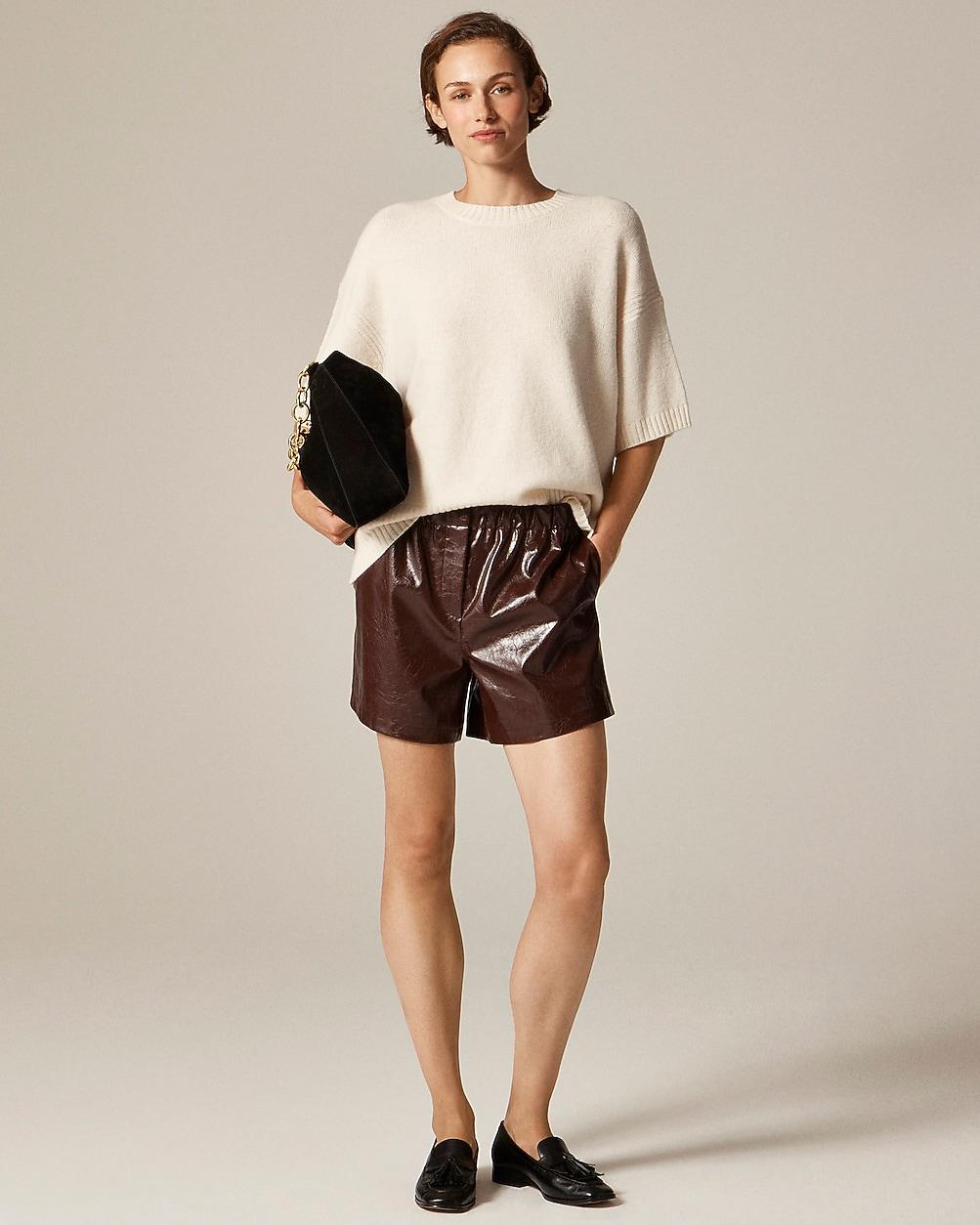 Boxer short in distressed faux leather by J.CREW