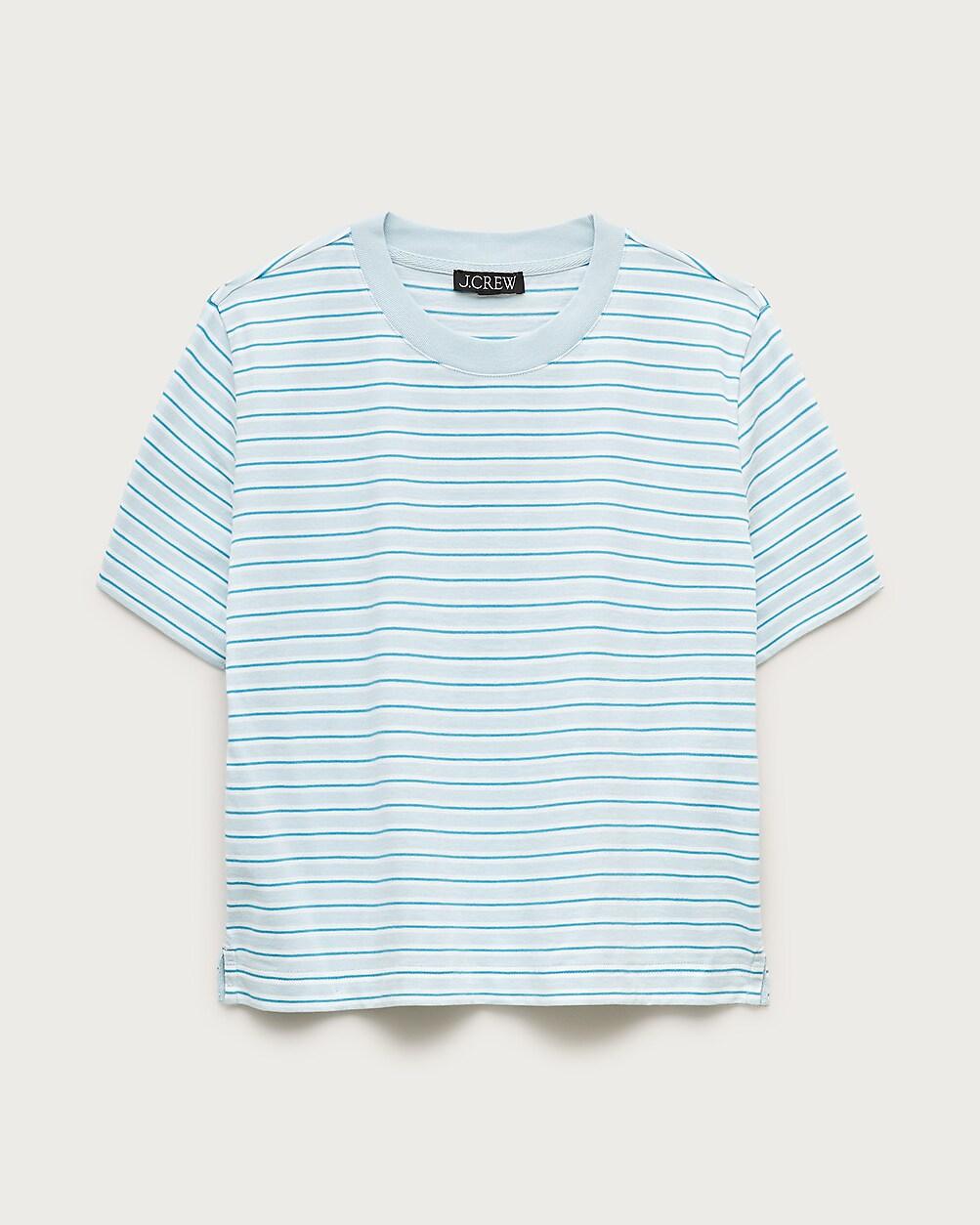 Boyfriend jersey relaxed cropped T-shirt in stripe by J.CREW