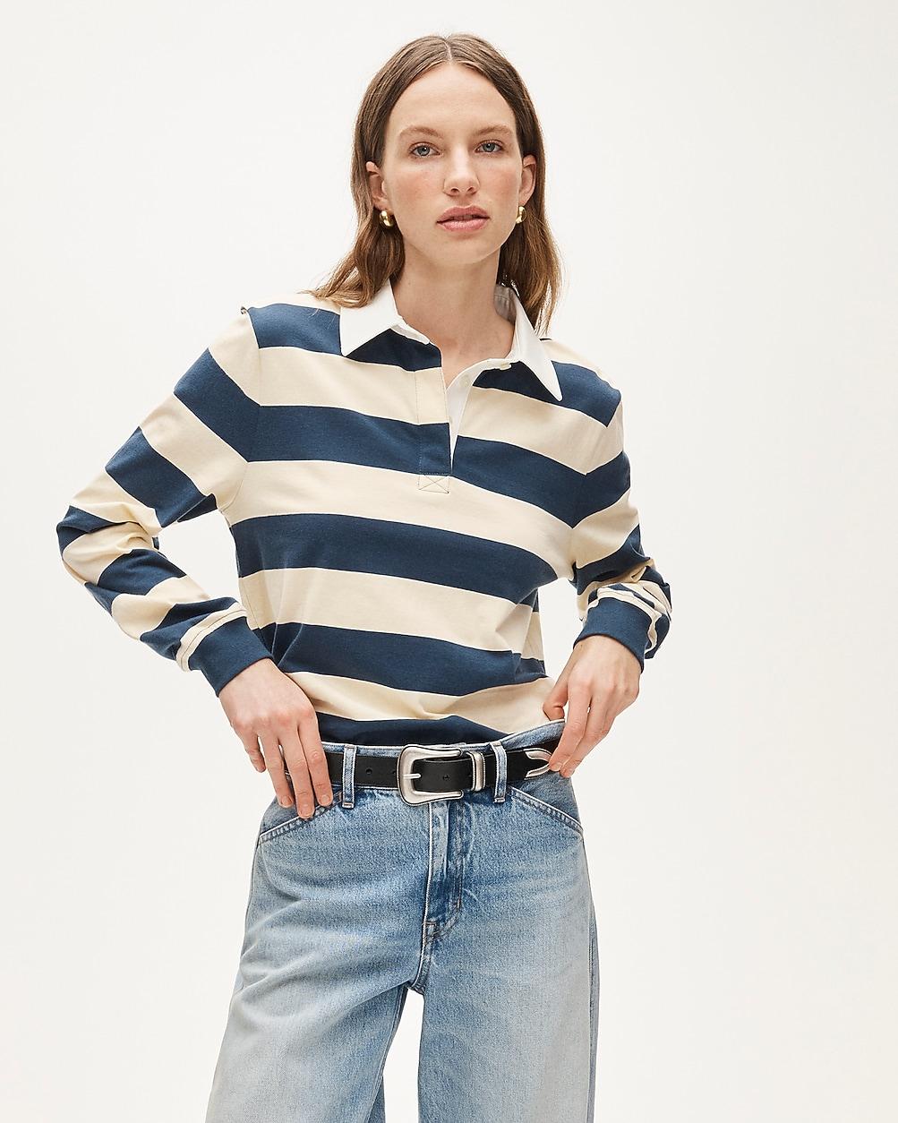 Boyfriend jersey rugby shirt in stripe by J.CREW