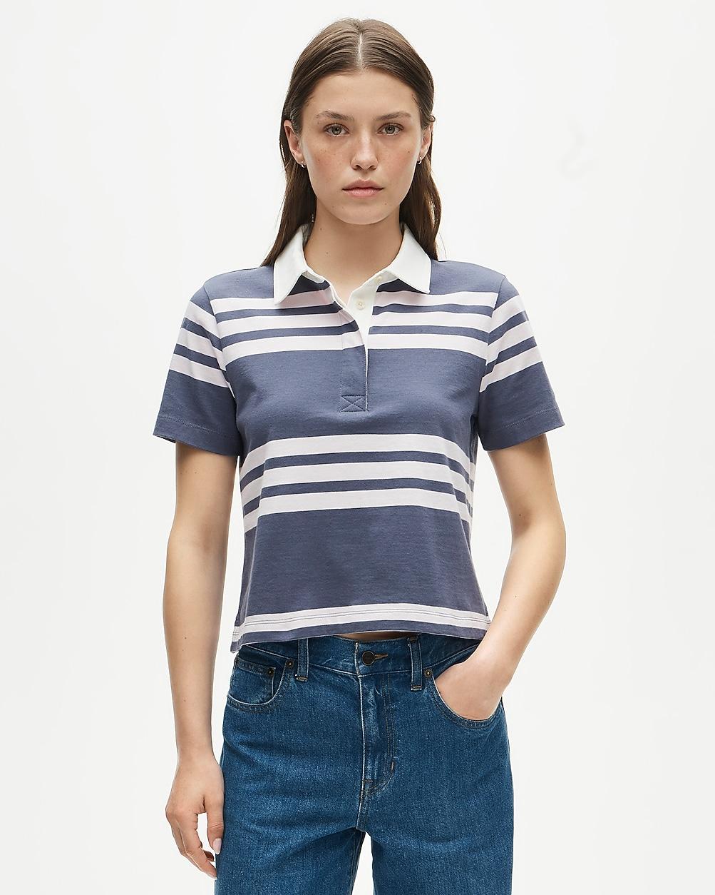 Boyfriend jersey short-sleeve polo shirt in stripe by J.CREW