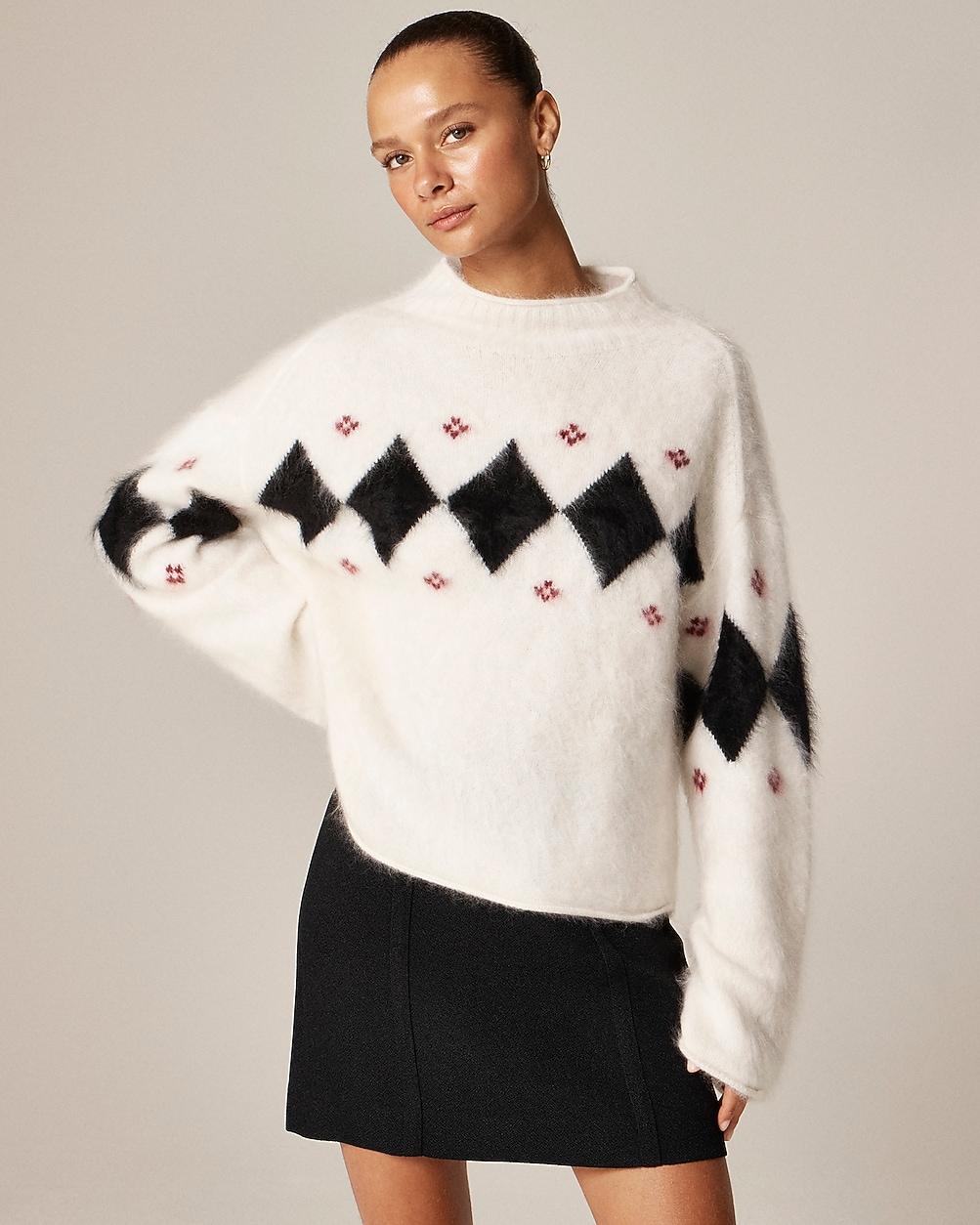 Brushed cashmere 2025 Rollneck™ sweater in argyle by J.CREW