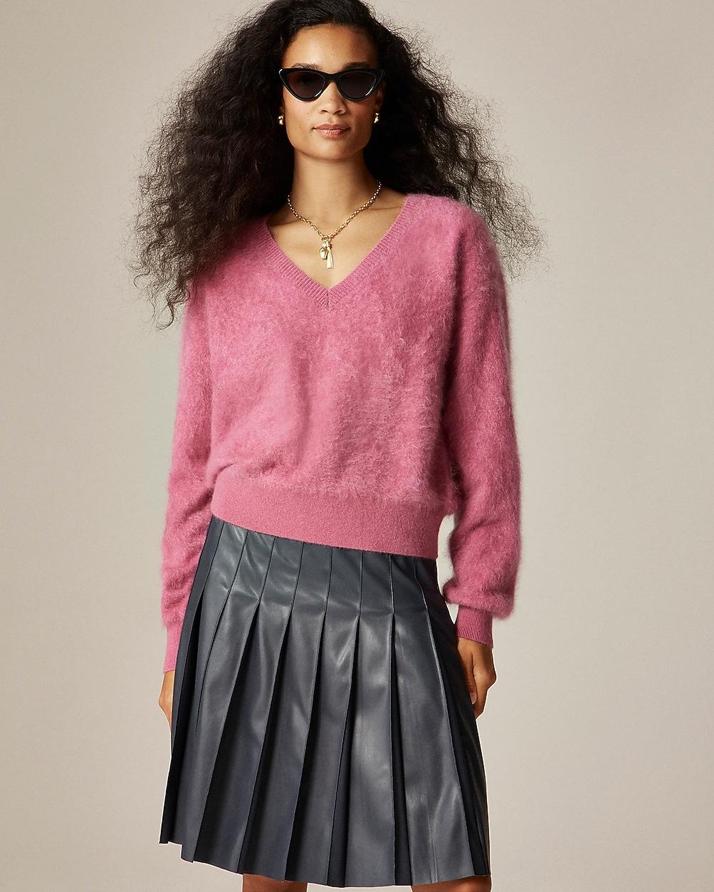 Brushed cashmere V-neck sweater by J.CREW