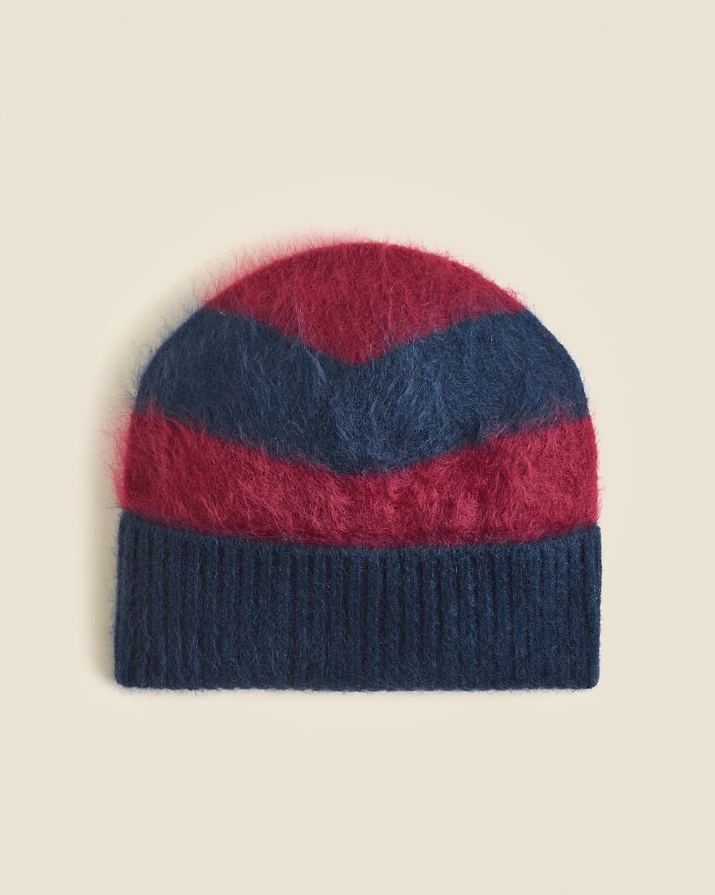 Brushed cashmere beanie in rugby stripe by J.CREW