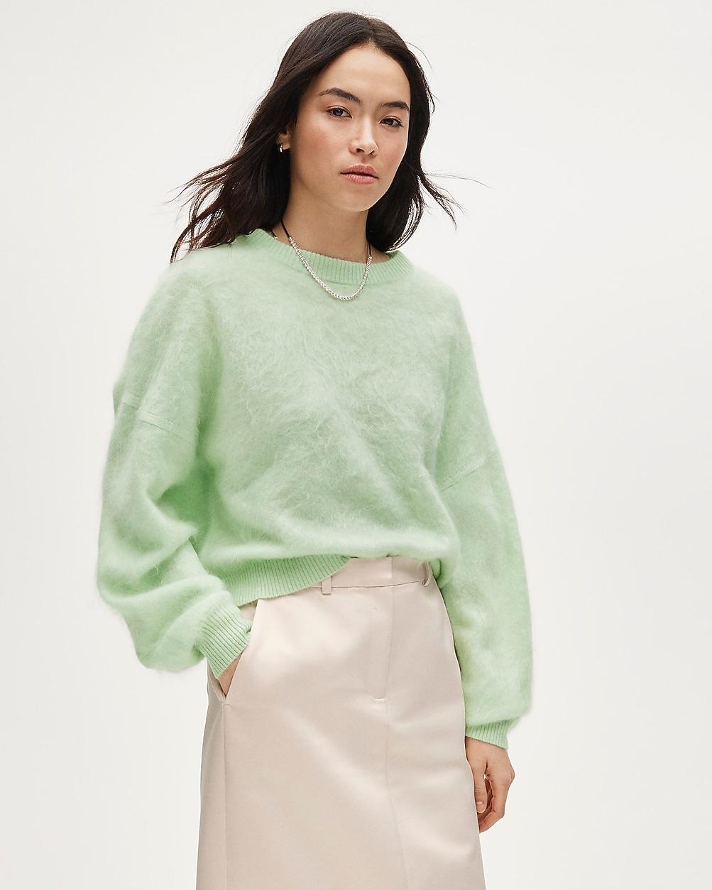 Brushed cashmere blouson-sleeve sweater by J.CREW