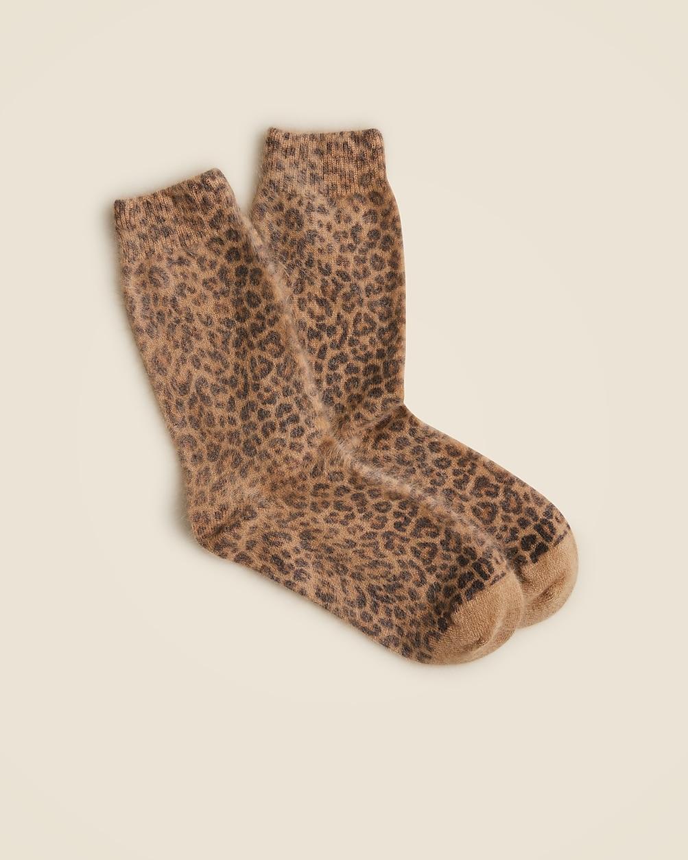 Brushed cashmere socks in leopard print by J.CREW