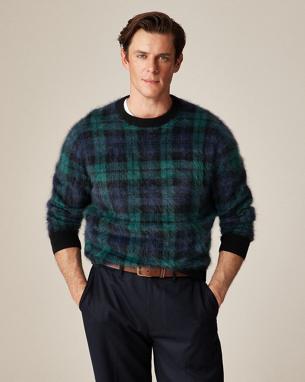 Brushed cashmere sweater in Black Watch tartan by J.CREW