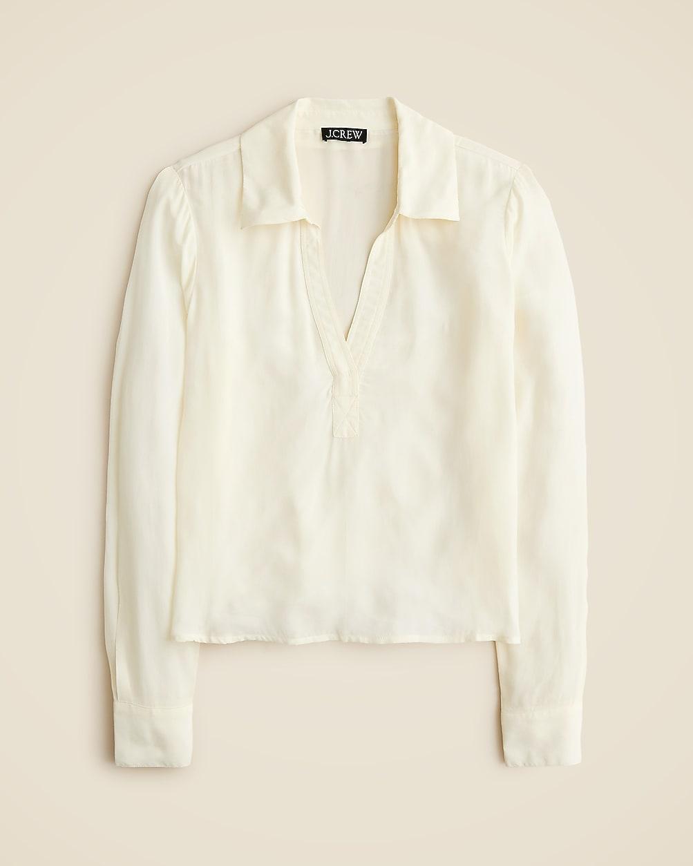Bungalow popover shirt in crepe de chine by J.CREW