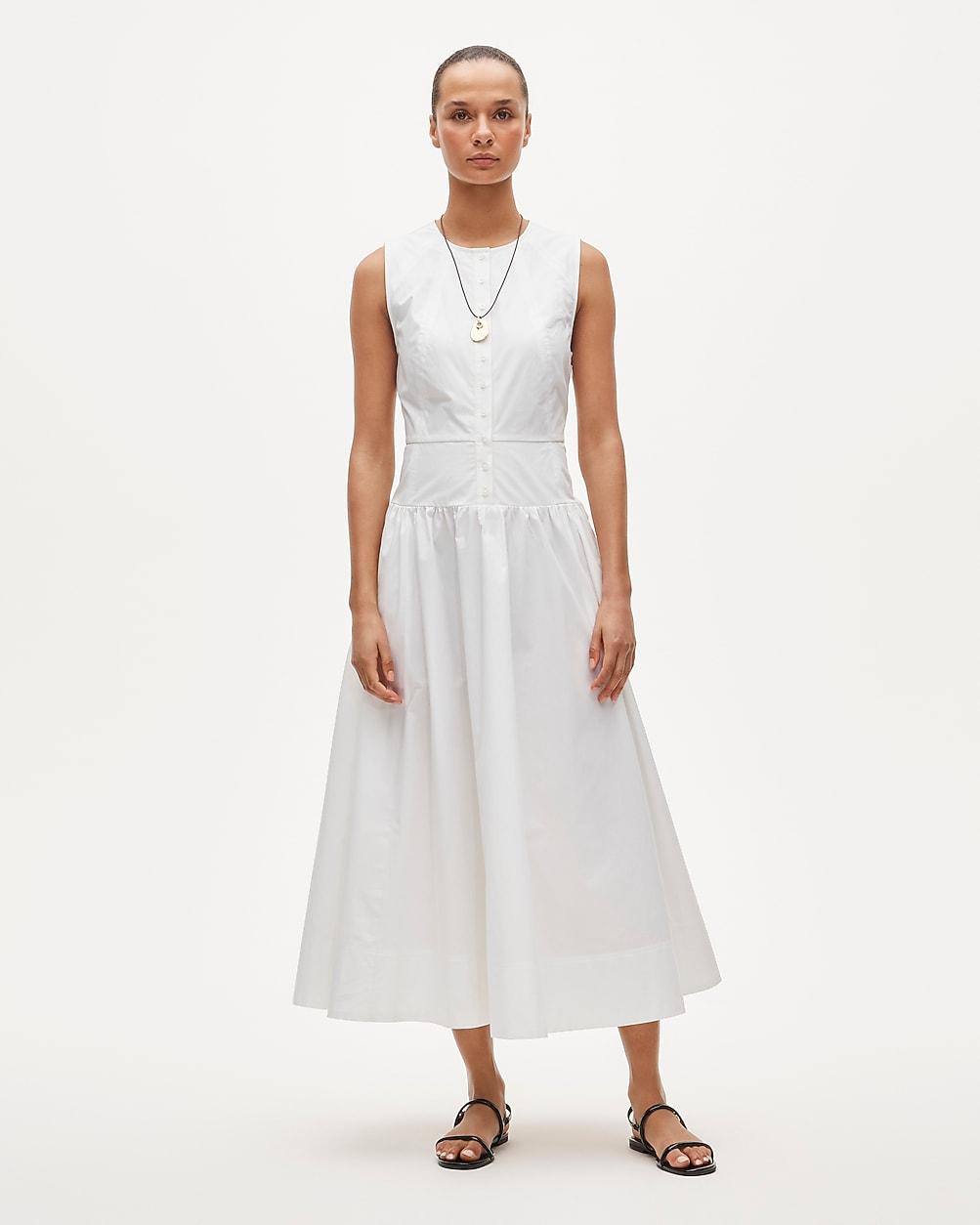 Button-front dress in cotton poplin by J.CREW