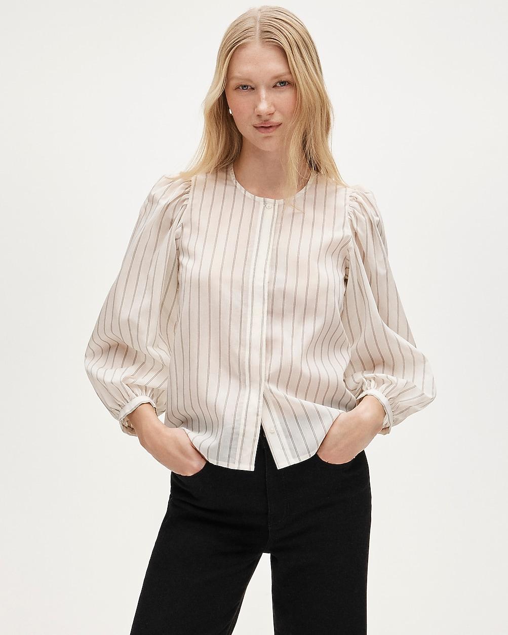 Button-up top in stripe by J.CREW