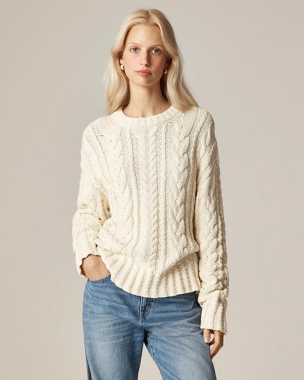 Cable-knit crewneck sweater by J.CREW