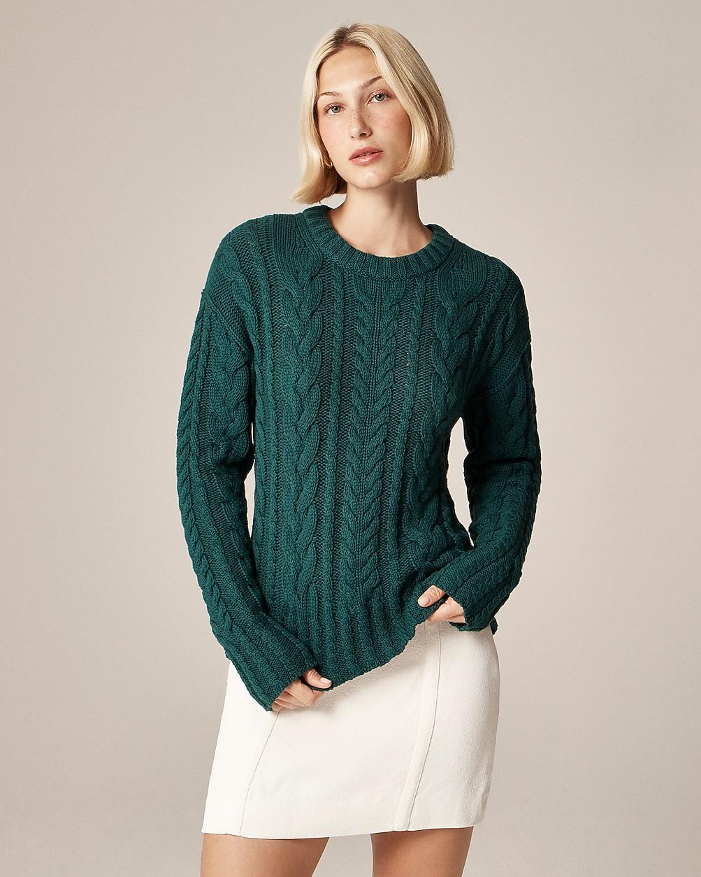 Cable-knit crewneck sweater by J.CREW