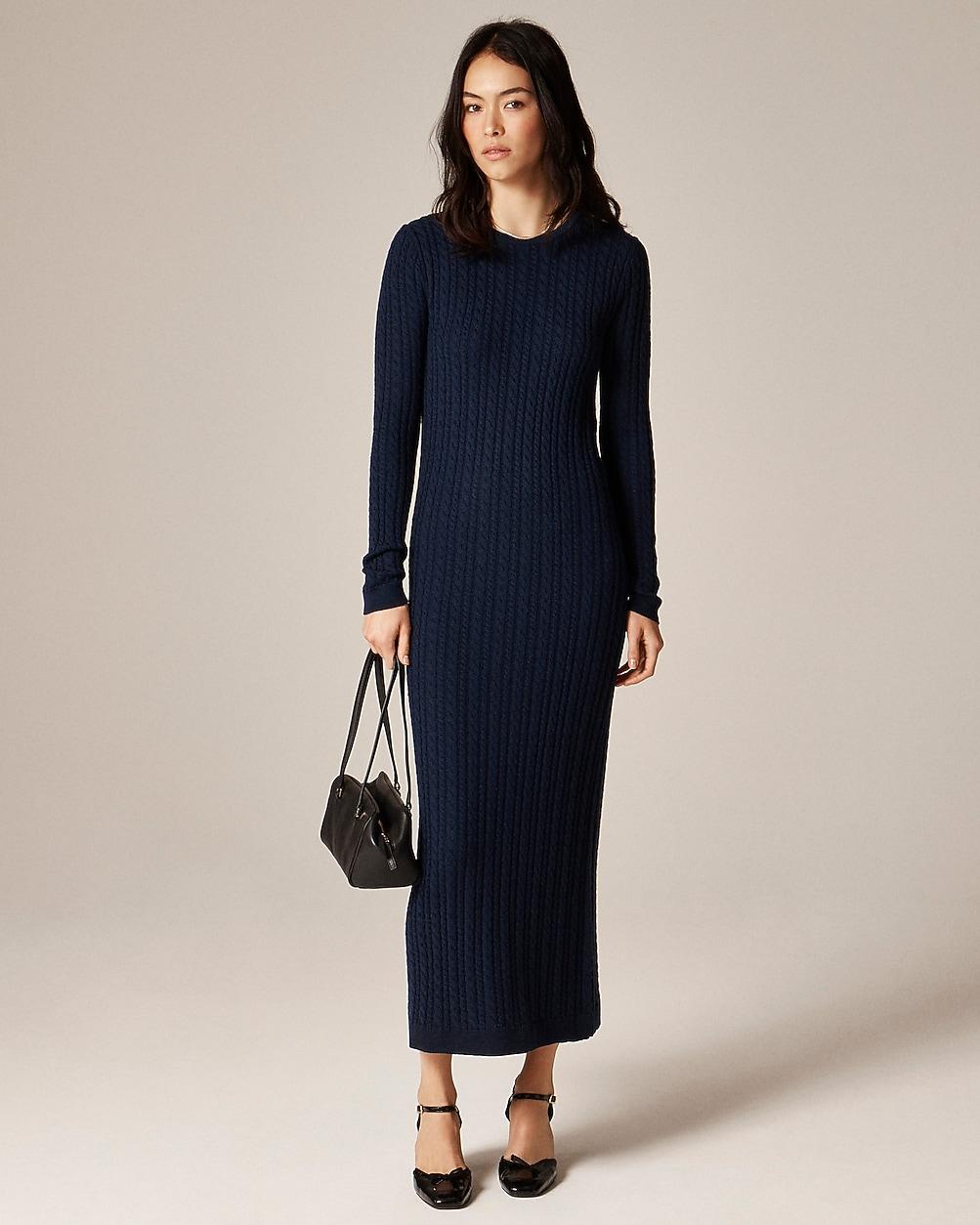 Cable-knit sweater-dress in merino wool by J.CREW