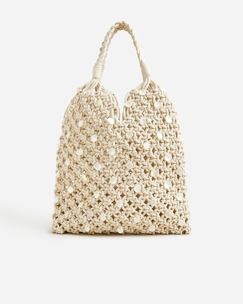 Cadiz hand-knotted rope tote with beads by J.CREW