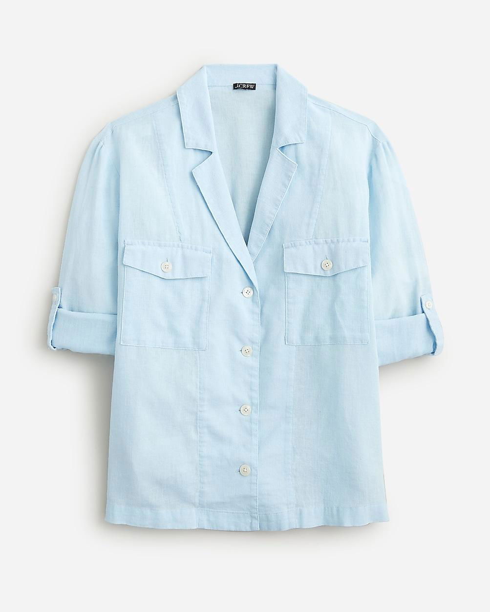 Camp-collar shirt in featherweight linen blend by J.CREW