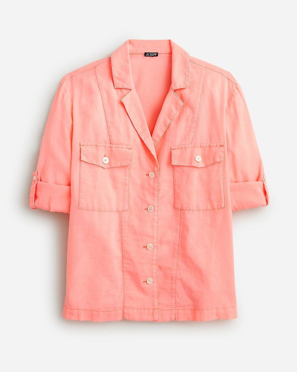 Camp-collar shirt in featherweight linen blend by J.CREW