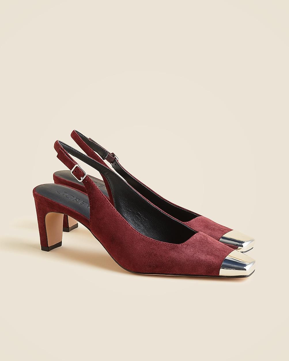 Cap toe slingback pumps in suede by J.CREW