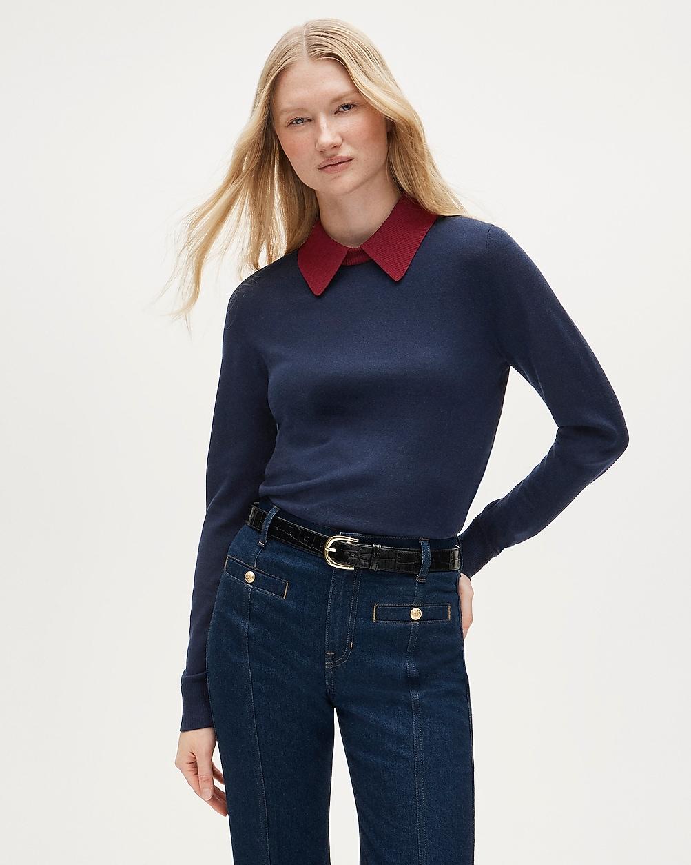 Carolyn collared sweater in merino wool by J.CREW