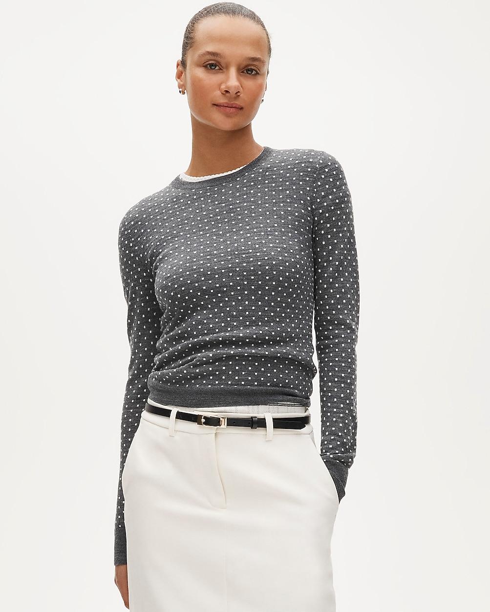 Carolyn fitted crewneck sweater in polka-dot merino wool by J.CREW