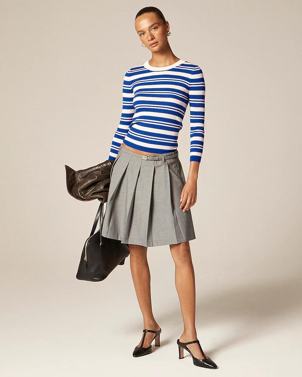 Carolyn three-quarter sleeve sweater in striped merino wool by J.CREW