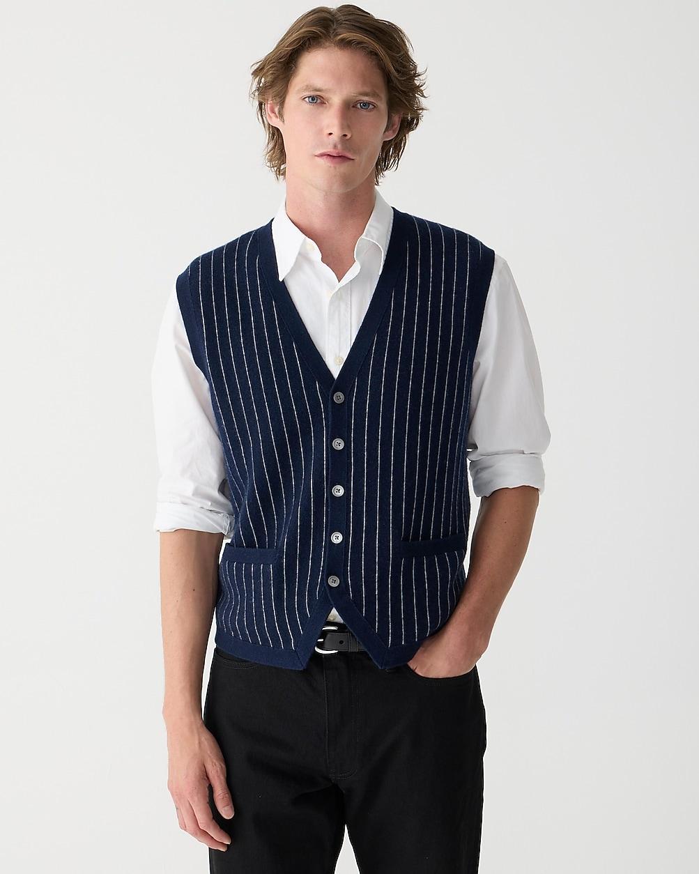 Cashmere-blend cardigan sweater-vest in pinstripe by J.CREW Cashmere-blend cardigan sweater-vest in pinstripe by J.CREW