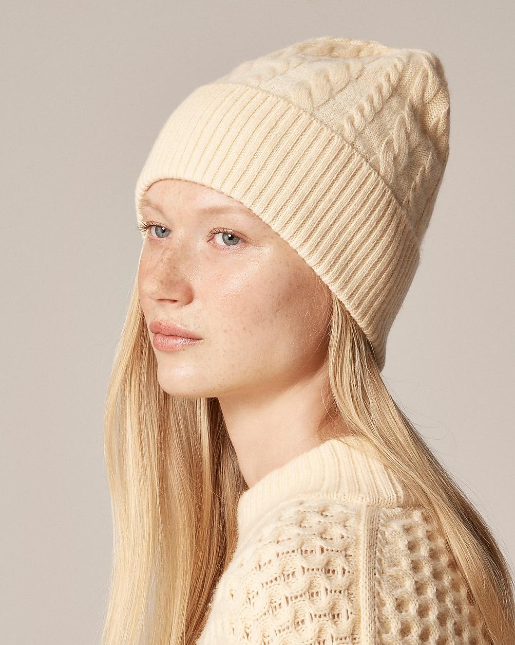 Cashmere cable-knit beanie by J.CREW