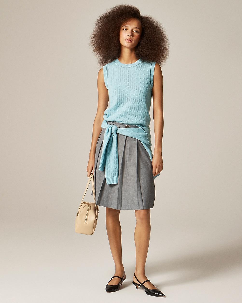 Cashmere cable-knit sweater shell with contrast trim by J.CREW