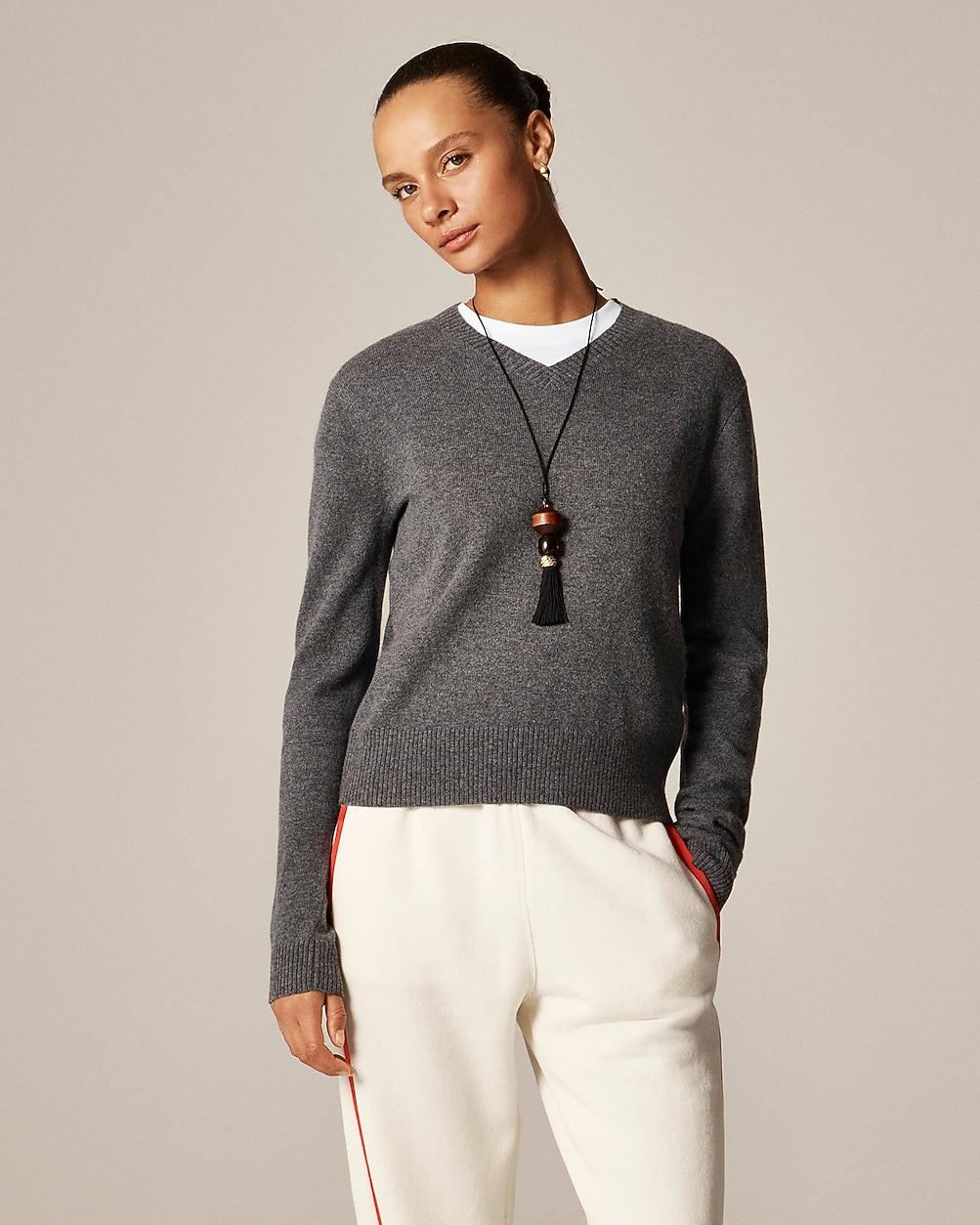Cashmere high V-neck sweater by J.CREW