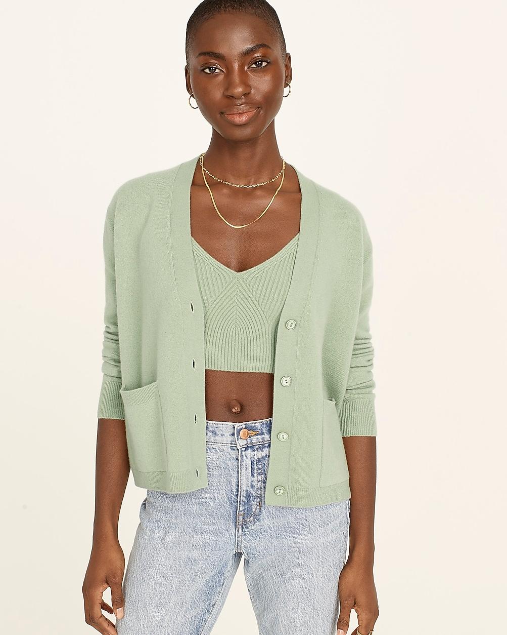 Cashmere patch-pocket cardigan sweater by J.CREW