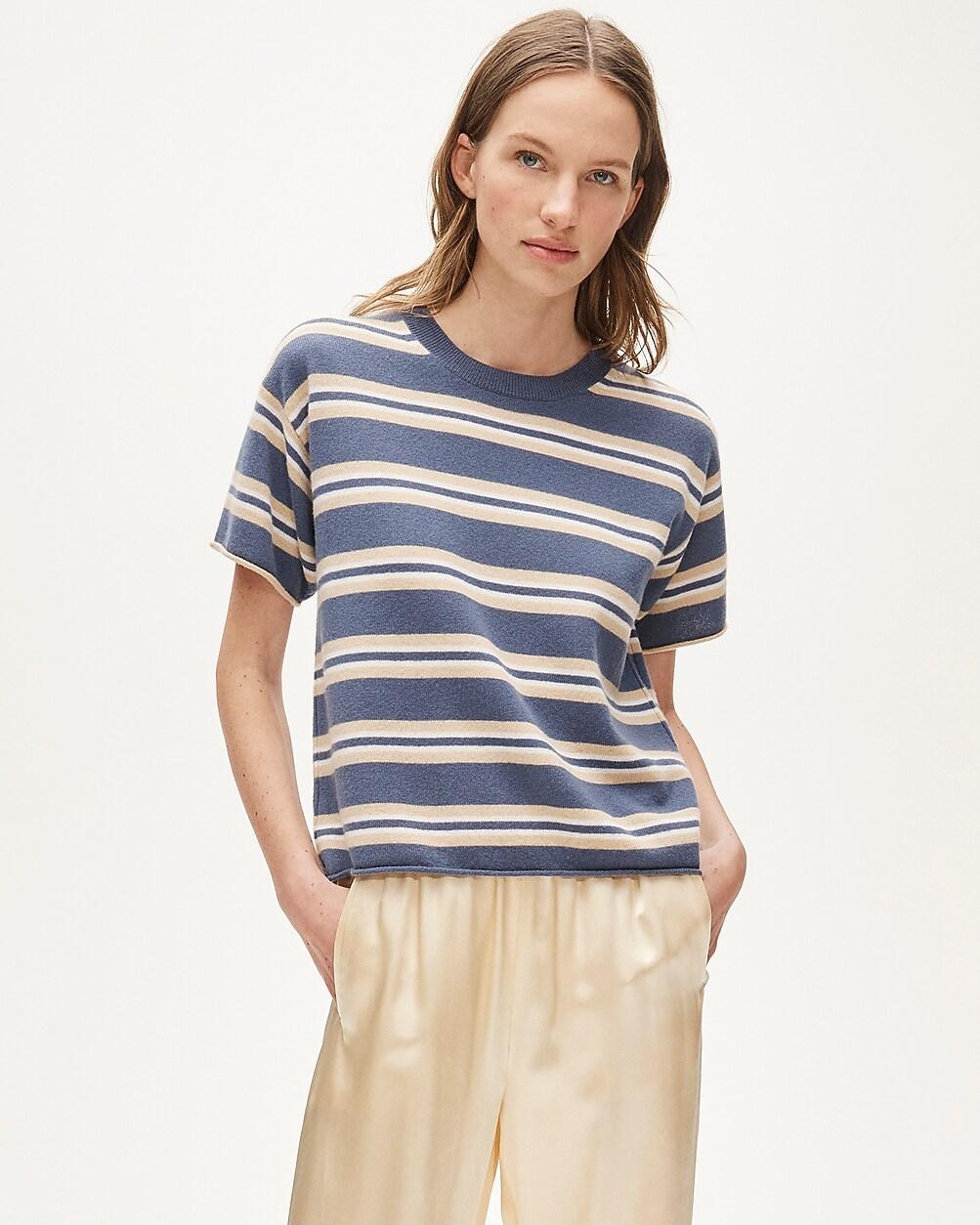 Cashmere relaxed T-shirt in stripe by J.CREW