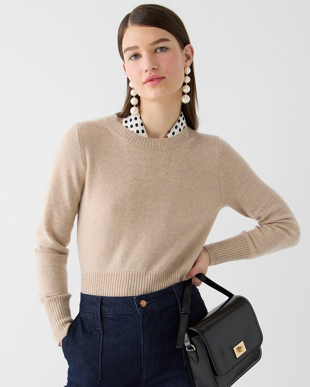 Cashmere shrunken crewneck sweater by J.CREW