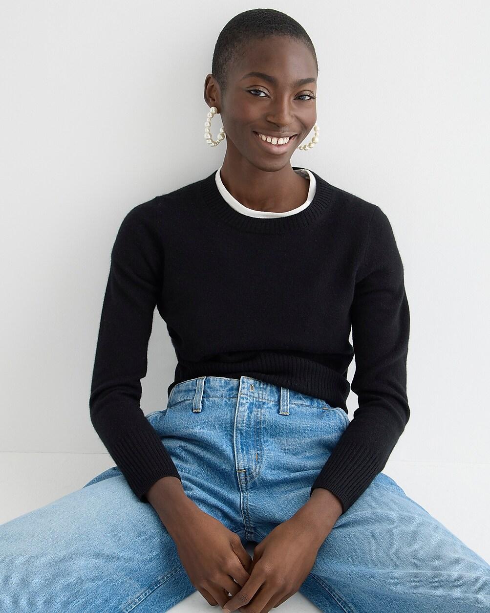 Cashmere shrunken crewneck sweater by J.CREW
