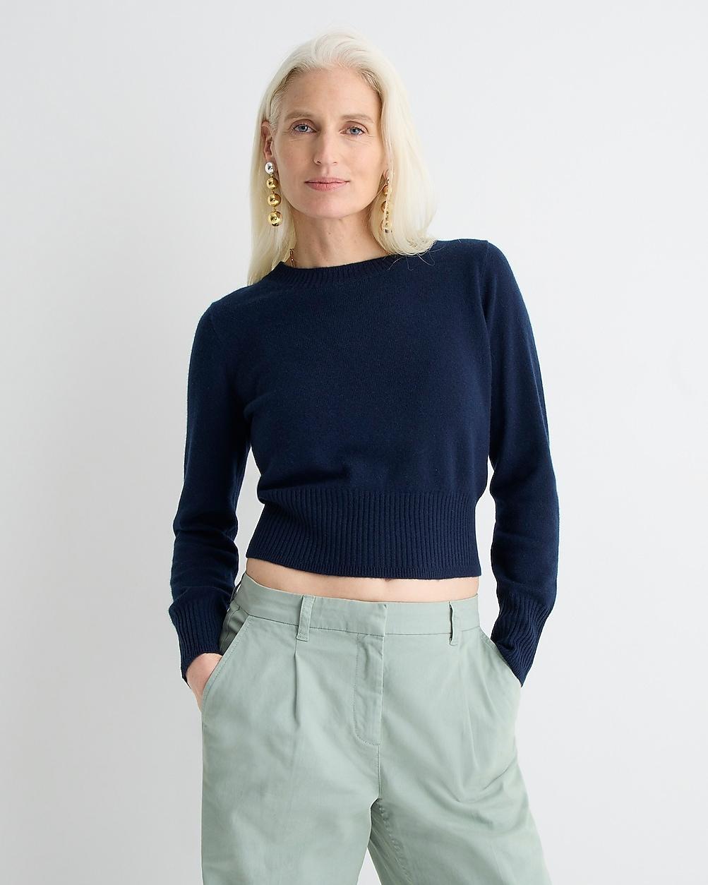 Cashmere shrunken crewneck sweater by J.CREW