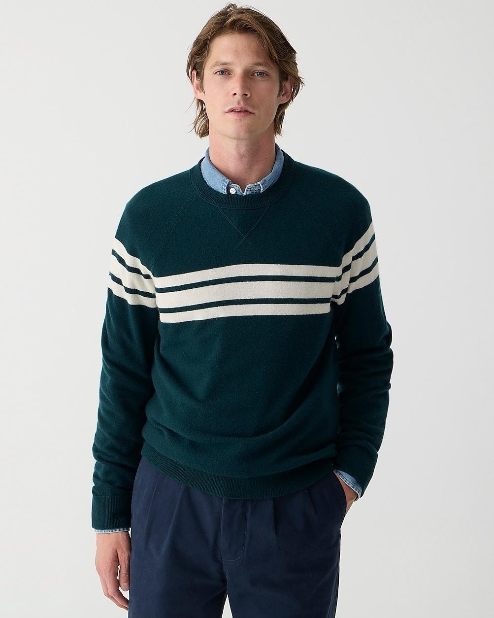Cashmere sweatshirt in marine stripe by J.CREW