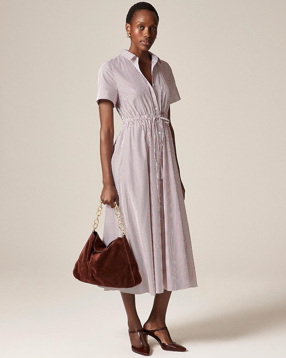Cerise shirt-dress in striped cotton poplin by J.CREW
