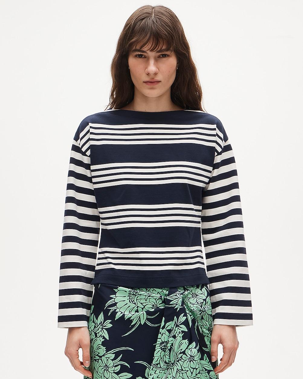 Cinched-waist shirt in striped heavyweight cotton by J.CREW
