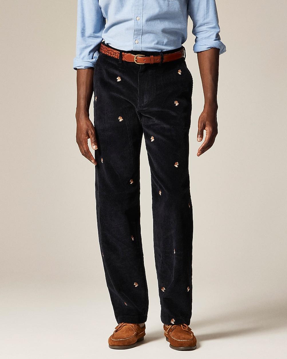 Classic-fit 8-wale corduroy pant with dog embroidery by J.CREW