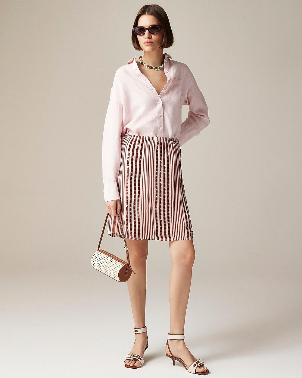 Collection Gwen knee-length layered slip skirt in sequin-striped chiffon by J.CREW