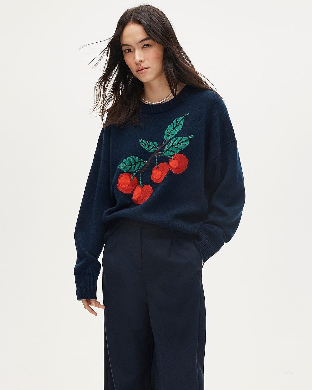 Collection cashmere sweater with intarsia print by J.CREW