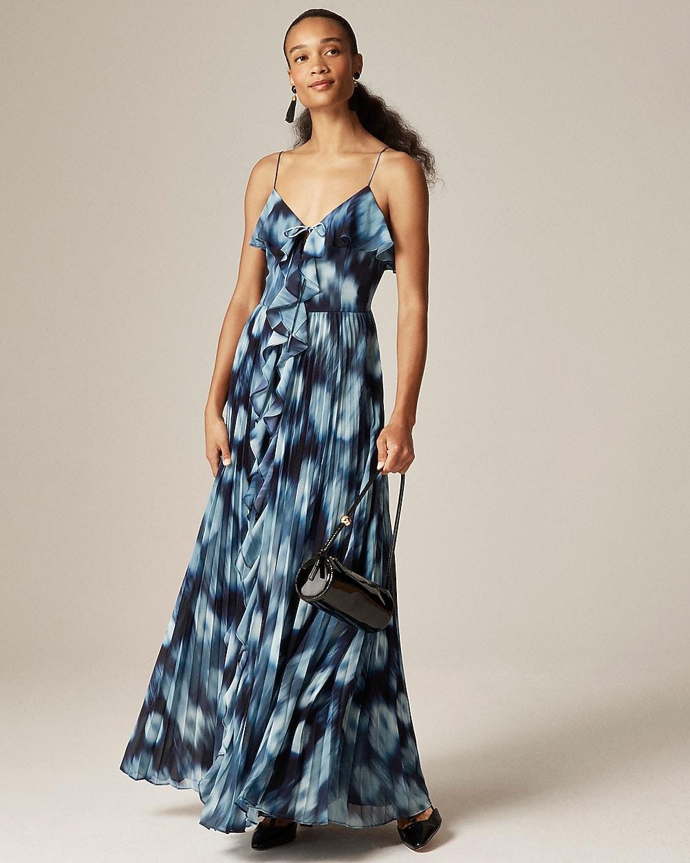 Collection chiffon ruffle dress in blurry floral print by J.CREW