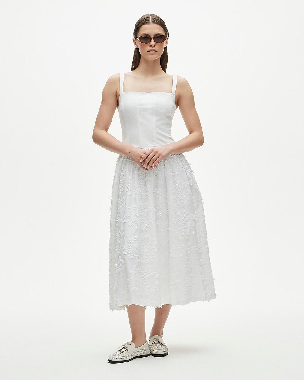 Collection drop-waist dress with embroidered poplin skirt by J.CREW