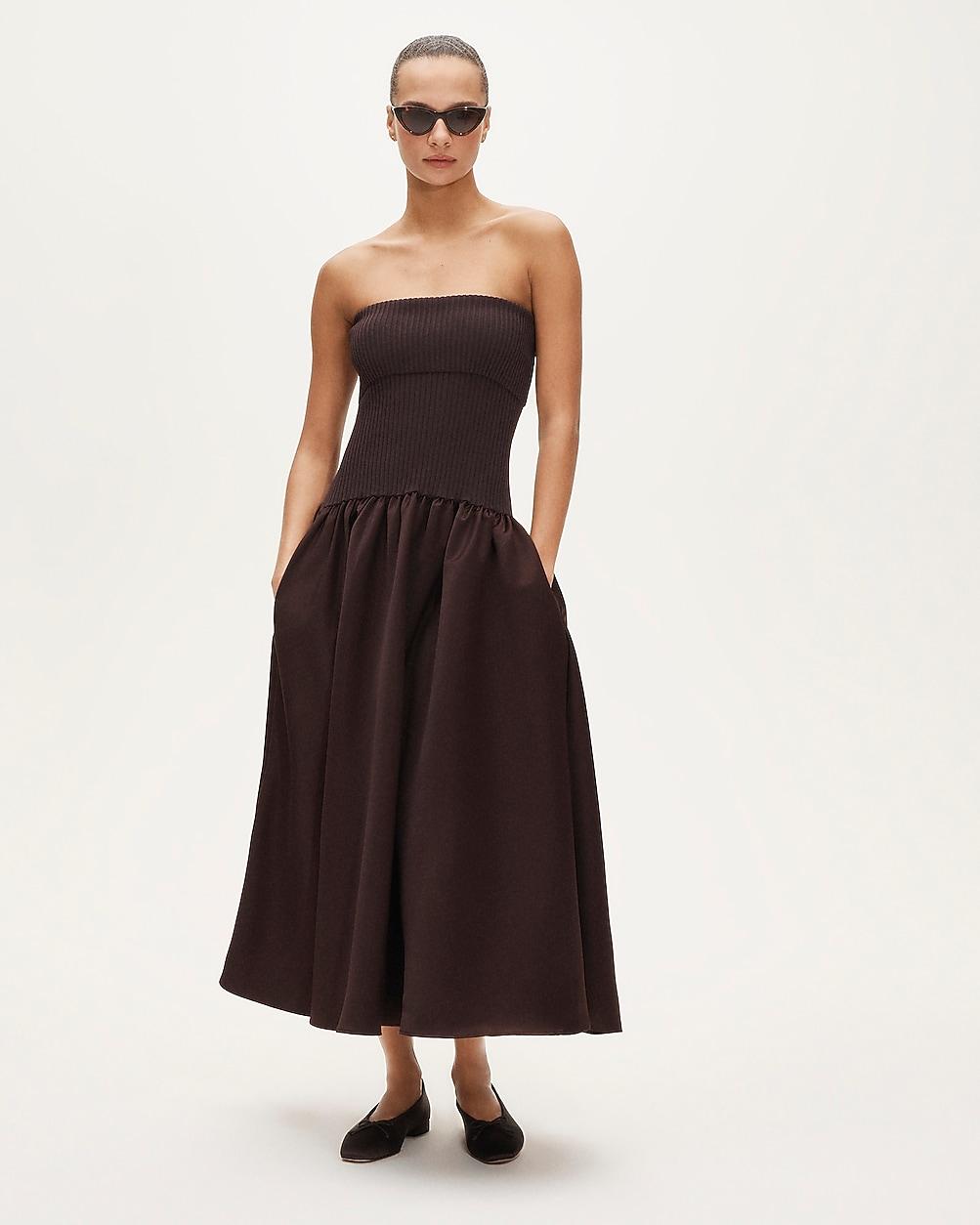 Collection foldover mixy dress in duchesse satin by J.CREW