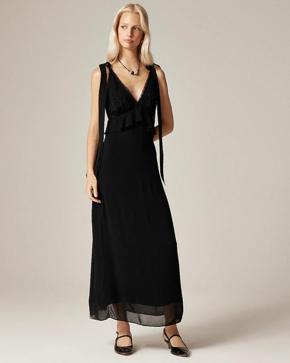 Collection lace and ruffle midi dress in chiffon by J.CREW